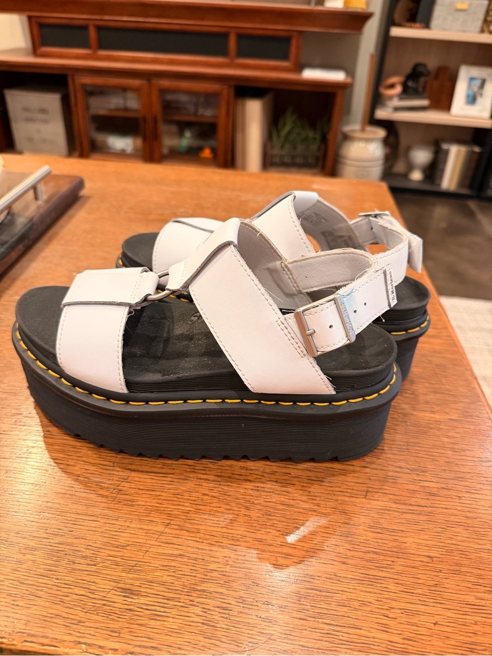 White Platform Leather Slingback Sandals - Doc Martens